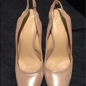Brian Atwood silver/gold slingback platform pumps